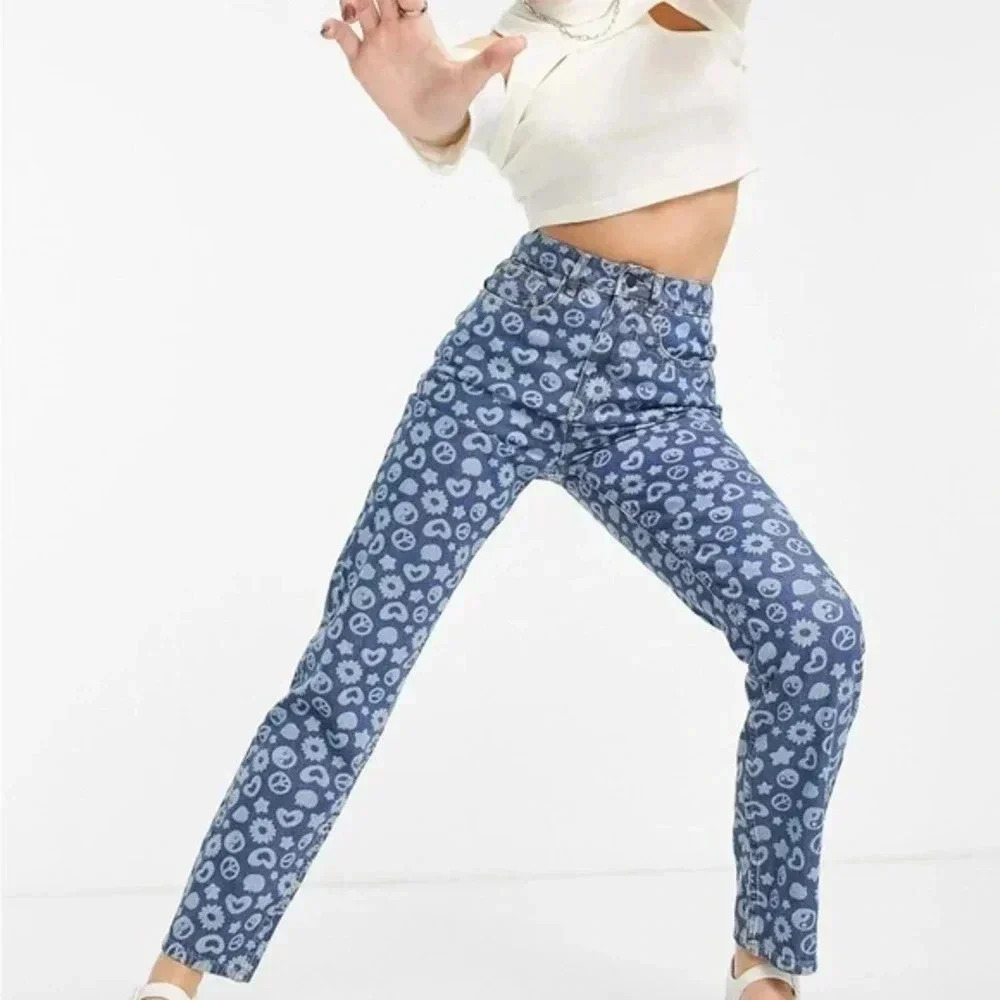 Daisy Street High Rise‎ Mom Jeans in Retro Print